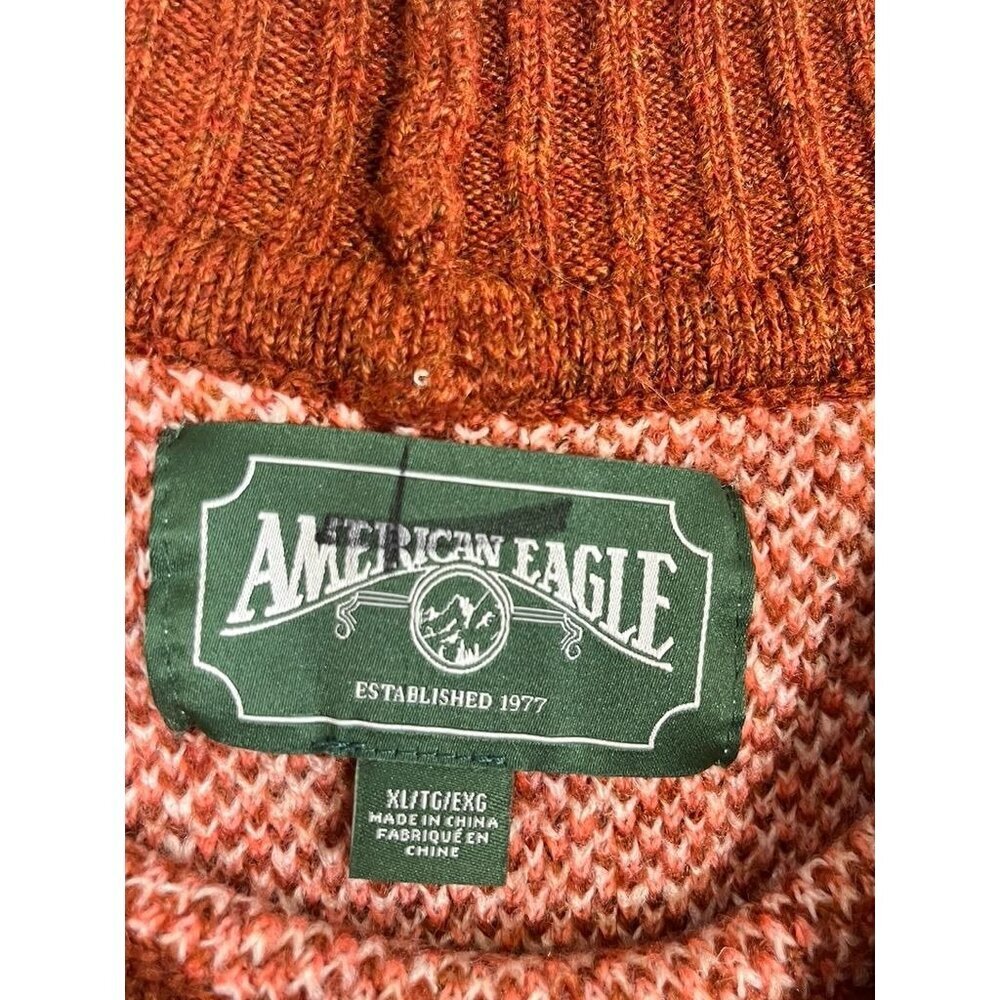 Retro Knit Christmas Sweater Brown XL Roll Neck Western Boho Festive Holiday - Picture 2 of 12